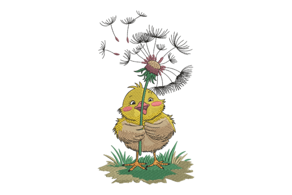 Adorable Chick with Dandelion