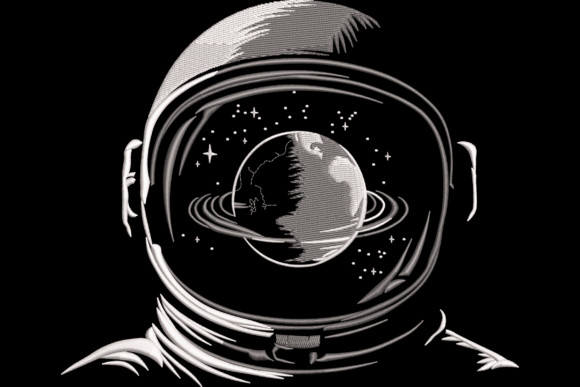 Astronaut Reflection: A Thoughtful Embroidery Gift Design