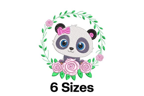 Baby Panda with Flower Wreath