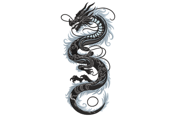 Black and White Chinese Dragon