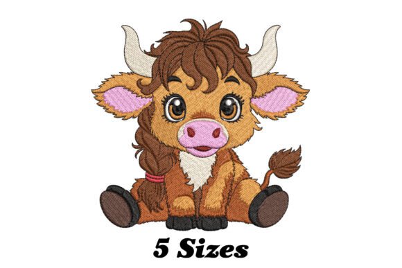 Funny Highland Cow: A Seasonal Embroidery Gem