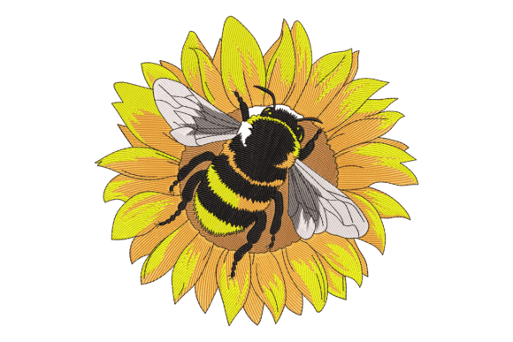 Mini Sunflower Bee Embroidery Design